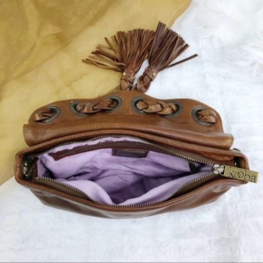 KOOBA Tan Leather Shoulder Baguette - Picture 8 of 8